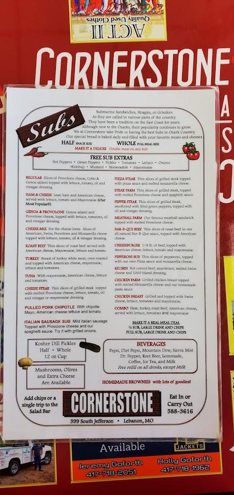 Cornerstone Subs & Pizza Menu image 3