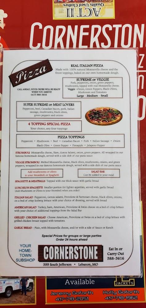 Cornerstone Subs & Pizza Menu image 4